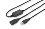 DIGITUS USB 2.0 kartotuvinis kabelis USB A ki&scaron;tukas / USB A lizdas 15 m (DA-73101)