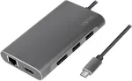 LogiLink UA0382 Ne&scaron;iojamojo kompiuterio dokų stotelė ir prievadų replikatorius, USB 3.2 Gen 1 (3.1 Gen 1) Type-C, sidabrinė (UA0382)