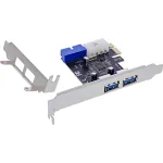 InLine 2+2 prievadų USB 3.2 Gen.1 pagrindinis valdiklis, PCIe, su SATA maitinimu ir žemo profilio kron&scaron;teinu