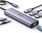 Ugreen 15598 USB 3.2 Gen 1 Type-C stotelė su HDMI, RJ-45, USB 3.0, sidabrinė