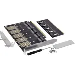 InLine 76619G sąsajos plok&scaron;tė, PCIe x16 į 5x M.2 Key B SATA, su žemo profilio laikikliu
