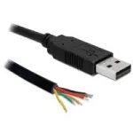 DeLOCK 83116 USB 2.0 į nuoseklųjį UART TTL (5 V) keitiklio kabelis, 6 atviri laidai, 1,8 m, juodas