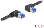 Tinklo kabelis DeLOCK RJ45 Cat.6A S/FTP de&scaron;inysis kairysis kampinis 0,5 m juodas