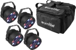 LED PAR &scaron;viestuvų rinkinys EUROLITE 4x LED PARty Spot (20000539) su mink&scaron;tu dėklu