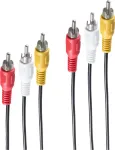 shiverpeaks BASIC-S 3x RCA - 3x RCA 2,5 m garso kabelis, juoda - raudona - balta - geltona (BS40150-2.5)