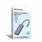 Verbatim CMH-09 USB Type-C 9 prievadų multiportų &scaron;akotuvas, 10000 Mbit/s, sidabrinis