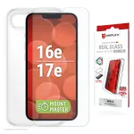 Apsauginis stiklas ir dėklas e.v.i. Displex, skirtas Apple iPhone 16e/17e, grūdintas, permatomas, atsparus įbrėžimams