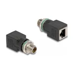 Delock adapteris M12 X-koduotas 8 kontaktų ki&scaron;tukas į RJ45 lizdą tiesus