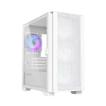 Montech AIR 100 ARGB Micro-ATX korpusas su keturiai ARGB ventiliatoriais, itin minimalistinis dizainas, smulkus tinklelio priekis, didelis oro srautas, unikalus &scaron;oninis skydelis