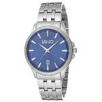 LIU JO MAN TLJ1081 kvarcinis analoginis laikrodis 40 mm mėlynu ciferblatu ir sidabrine plienine apyranke
