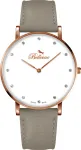 BELLEVUE Woman B56 40mm Quartz Analog Watch Stainless Steel Case Black Leather Strap