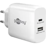 Goobay 65412 mobiliojo įrenginio įkroviklis Ausinės, Ne&scaron;iojamas kompiuteris, I&scaron;manusis telefonas, Plan&scaron;etė Baltas AC Vidiniam naudojimui