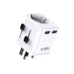 SBS Universal Travel Adapter EU 2xUSB-A White