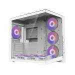 Zalman D40 White ATX vidutinio bok&scaron;to korpusas su 7 ARGB ventiliatoriais ir grūdintu stiklu