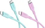 WENTRONIC Goobay Coral Crush rinkinys 2x USB-C silikoniniai kabeliai, 1,5 m, turkio ir rožinės spalvos (81260)
