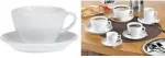 Esmeyer BISTRO pieno kavos puodelių rinkinys, 6 vnt., baltas porcelianas, apvali rankenėlė, 76 mm auk&scaron;čio, 220 ml 433-254