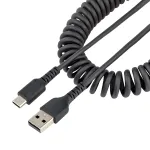 StarTech.com 1m spiralinis USB A į C įkrovimo laidas, tvirtas, greitas įkrovimas ir sinchronizavimas, auk&scaron;tos kokybės USB 2.0 A į USB Type-C, armuotas aramidiniu pluo&scaron;tu