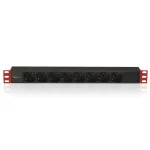 Techly 8 lizdų PDU 19 colių 1 HE C14 2 m juoda/raudona