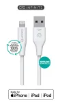 eSTUFF ES601270 INFINITE baltas kabelis USB-A&ndash;Lightning, MFi, 2 m, i&scaron; 100 % perdirbto plastiko