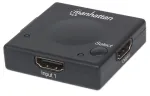 Manhattan HDMI jungiklis 2 prievadai, 1080p, jungia 2x HDMI &scaron;altinius prie 1x ekrano, automatinis ir rankinis perjungimas (mygtuku), nereikalingas i&scaron;orinis maitinimas, juodas, trejų metų garantija