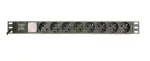 Maitinimo paskirstymo įrenginys GEMBIRD EG-PDU-014-C14, 8 AC lizdai, C14 įvadas, 3 m kabelis, 1U, 3680 W, 10 A, aliuminis, juodas