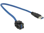 Delock 86375 Keystone modulis USB 5 Gbps, A tipo lizdas 250&deg; į A tipo ki&scaron;tuką, 0,5 m kabelis