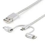 StarTech.com 1 m USB kelių įrenginių įkrovimo laidas &ndash; USB į Micro-USB / USB-C / Lightning, iPhone / iPad / iPod / Android &ndash; Apple MFi sertifikuotas &ndash; 3 viename &ndash; pintas