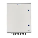 EMITER EM-1009_DCAC Skirstymo dėžė PV DC/AC Hermeti&scaron;ka IP66 su Dehn 1000V 2 tipo vir&scaron;įtampio apsauga, 6 x PV eilutė, 6 x MPPT // AC Dehn 2 tipas, 100A 3 fazės, FR 100A, fazių signalizacija + ki&scaron;tukinis lizdas