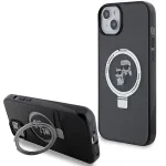 Karl Lagerfeld KLHMP15MHMRSKCK Kietas Dėklas su Žiediniu Stovu ir MagSafe, Skirtas iPhone 15 Plus / 14 Plus 6,7 inch, Juodas