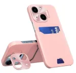 iLike Apple iPhone 14 Odinis Dėklas su Laikikliu, Kortelių Pinigine ir Stovu, Rožinis