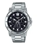 CASIO MTP-VD300D-1E Vyri&scaron;kas analoginis kvarcinis laikrodis su nerūdijančio plieno apyranke, 45 mm, juodas ciferblatas
