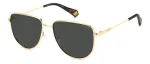 POLAROID PLD6196SXJ5G Unisex Rectangular Sunglasses - Black Frame Grey Polarized Lens 56mm