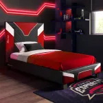 XROCKER Gaming & Racing viengulė lova 90x190cm raudonos spalvos dirbtinė oda