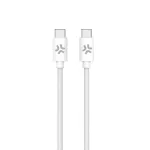 CELLY USBCUSBCCOTT - USB-C į USB-C medvilninis pintas laidas, baltas (Power Delivery)