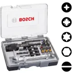 Bosch 2607002786 20 dalių atsuktuvų antgalių rinkinys su magnetiniu universaliu laikikliu, 25 mm S2 plieno antgaliai Phillips, Pozidriv, slotted, Torx, Hex