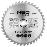 NEO TOOLS 315 mm TCT apskrito pjūklo diskas, 40 dantų, 30 mm anga, medienos pjovimui
