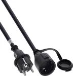 InLine&reg; įžeminimo kontaktų prailgintuvas, lauko IP44, apsauga nuo prisilietimo, 2 m, juodas