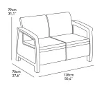 KETER Corfu Love Seat dvivietė sodo sofa, ruda