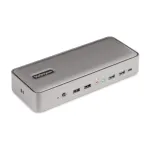 StarTech.com dviejų ne&scaron;iojamųjų kompiuterių USB-C KVM stotelė, dviejų monitorių 4K 60Hz DisplayPort dokas, 5 prievadų USB &scaron;akotuvas, GbE, 90W/45W maitinimo tiekimas dviem ne&scaron;iojamiesiems, Windows/Mac, 2 pagrindinių kompiuterių KVM dokas - TAA