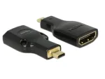 DeLOCK 65664 didelės spartos HDMI adapteris su Ethernet, HDMI Micro-D (ki&scaron;tukas) į HDMI-A (lizdas), 4K, juodas