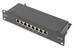 DIGITUS CAT6A ekranuotas skydelis, 8 prievadai, 1U, 10 inch stovo montavimui, juodas RAL 9005