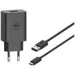 MOTOROLA SJMC332-C 33W sieninis įkroviklis su integruotu USB-A&ndash;USB-C laidu, juodas