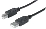 Manhattan USB-A į USB-B laidas, 3 m, vyri&scaron;kas į vyri&scaron;ką, 480 Mbps (USB 2.0), Hi-Speed USB, juodas, garantija visam laikui