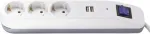 Maitinimo juosta REV ICE 3 lizdai su USB prievadais ir jungikliu, 1,4 m laidas, balta