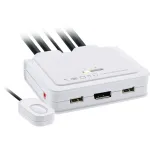 InLine KVM jungiklis, 2 prievadai, USB-C+DP į DisplayPort, 4K, garsas, integruotas kabelis