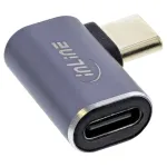 InLine USB4 adapteris, USB-C (ki&scaron;tukas) / USB-C (lizdas), de&scaron;inysis/kairysis kampinis, aliuminis, pilkas