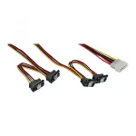 InLine vidinis maitinimo Y-kabelis 1x Molex / 4x SATA kampu su fiksatoriais 0,40+0,55 m
