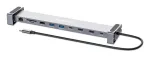 Manhattan USB-C dokų stotelė / centras su kortelių skaitytuvu ir MST, 7 prievadai: Ethernet, HDMI (2x 4K@60Hz), USB-A (3x), USB-C, Power Delivery 100W (reikalingas i&scaron;orinis USB-C įkroviklis, nepridedamas)