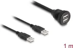 DeLOCK USB 2.0 laidas 2 x USB-A ki&scaron;tukas į 2 x USB-A lizdas 1 m juoda