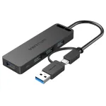 Vention 4 prievadų USB 3.0 &scaron;akotuvas su USB-C ir USB 3.0 2-in-1 sąsaja ir maitinimo adapteriu 0,15 m ABS